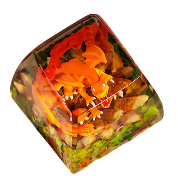 Second image of Custom Charizard Dragon Flame Keycap - Unique 3D Keycap for Collectors