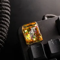 Custom Forest Dragon artisan keycap with jungle vines, handmade for mechanical keyboards