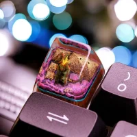 Transparent resin Godzilla keycap with pyramids